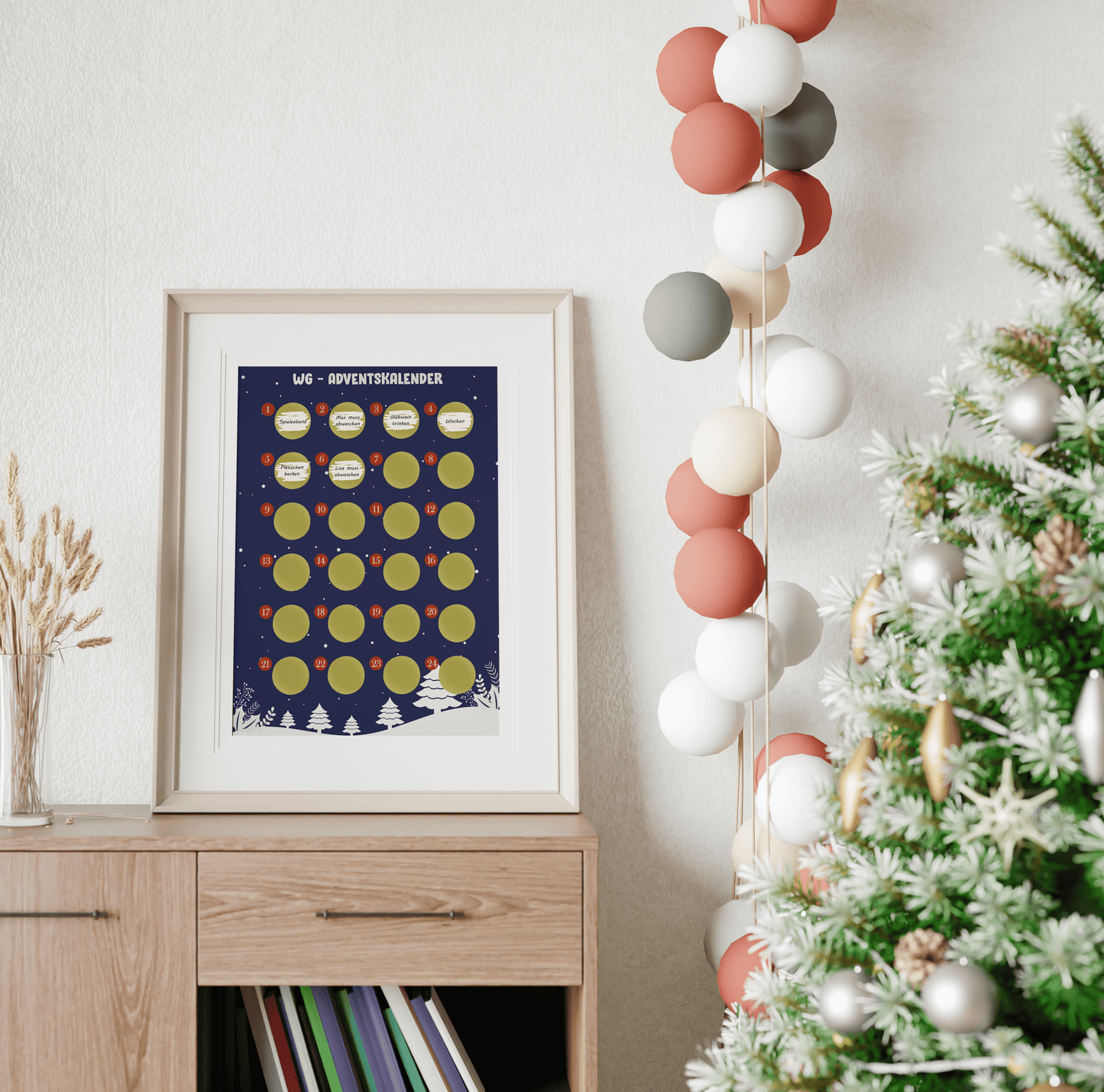 WG Adventskalender zum rubbeln und selbst schreiben - Rubbeladventskalender für die ganze WG - A4 Rubbelkalender