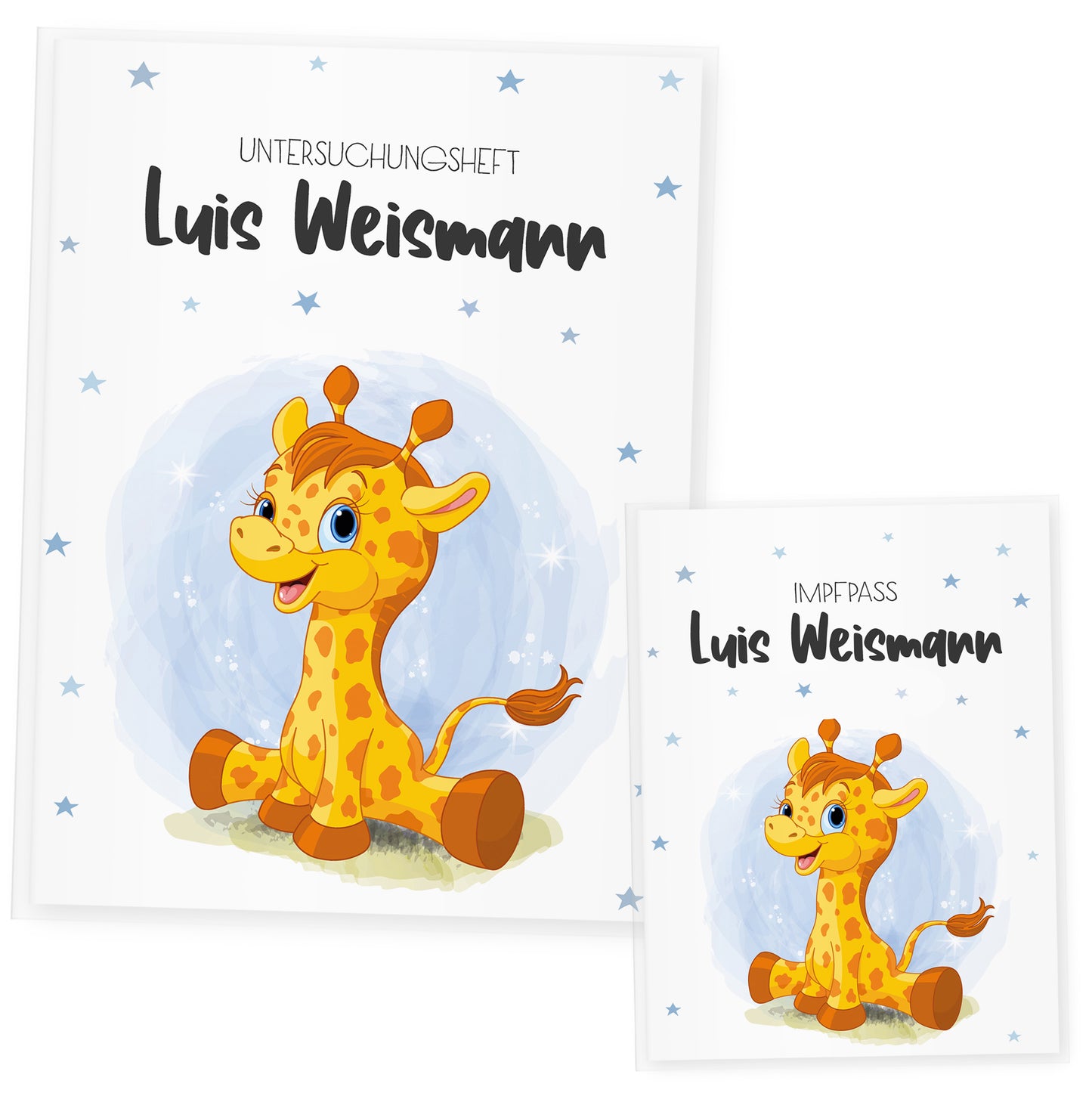 Uhefthülle_Impfpasshülle_babytiere_giraffe_blau
