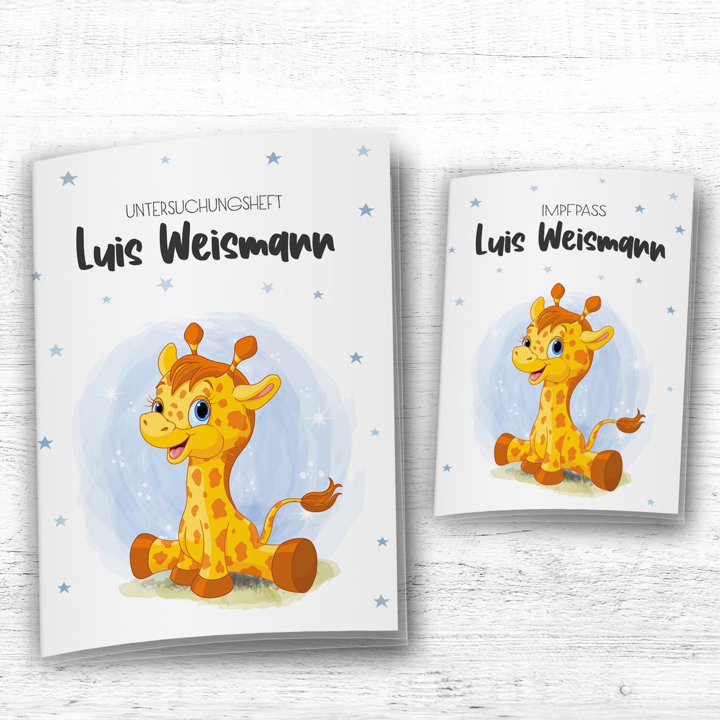 Uhefthülle_Impfpasshülle_babytiere_giraffe_blau