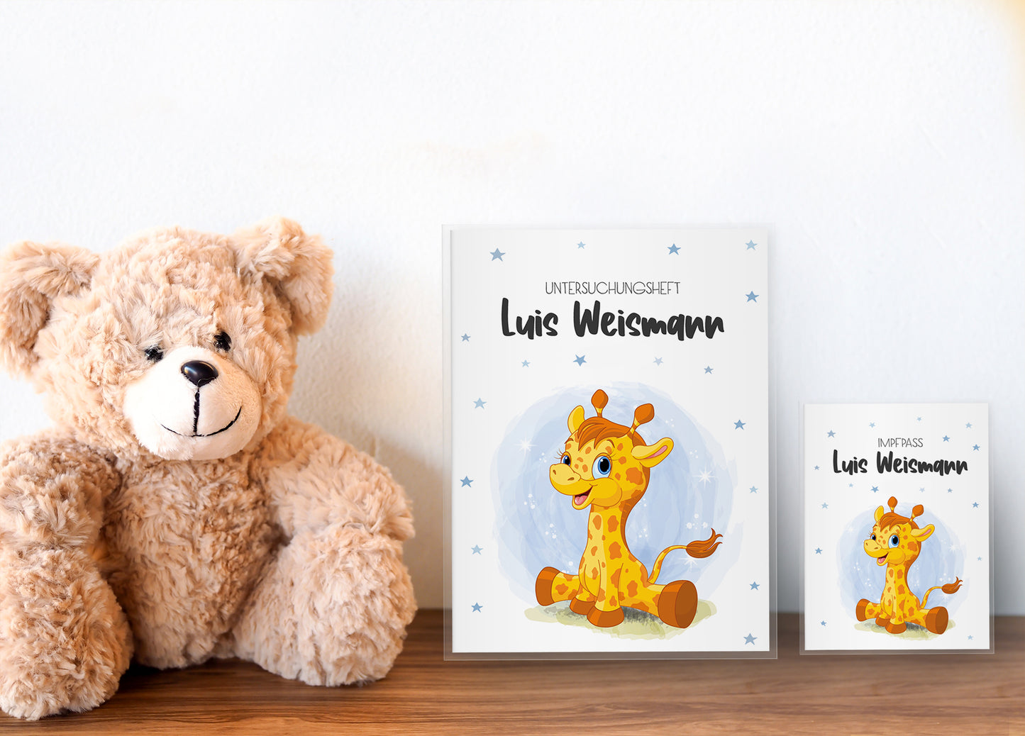 Uhefthülle_Impfpasshülle_babytiere_giraffe_blau
