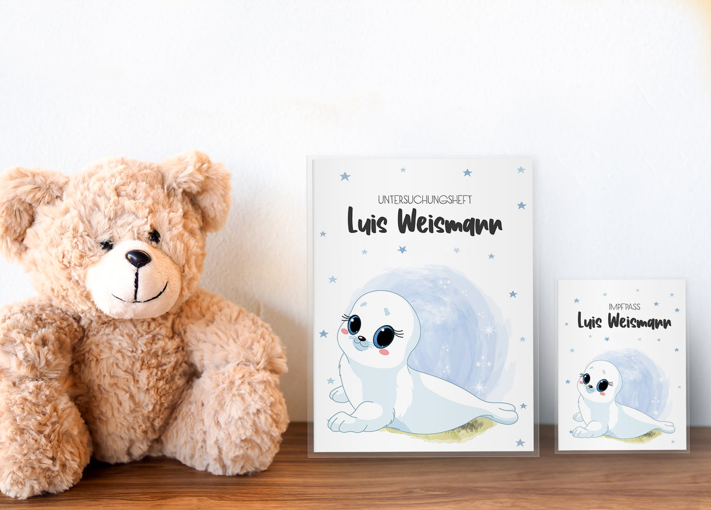 Uhefthülle_Impfpasshülle_babytiere_robbe_blau