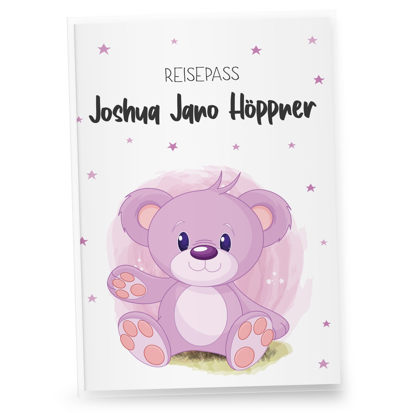 Kinder_Reisepasshülle_mit_Namen_Babytiere_Bär_Rosa