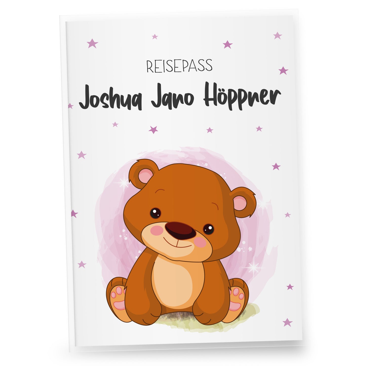 Kinder_Reisepasshülle_mit_Namen_Babytiere_Bärchen_Rosa