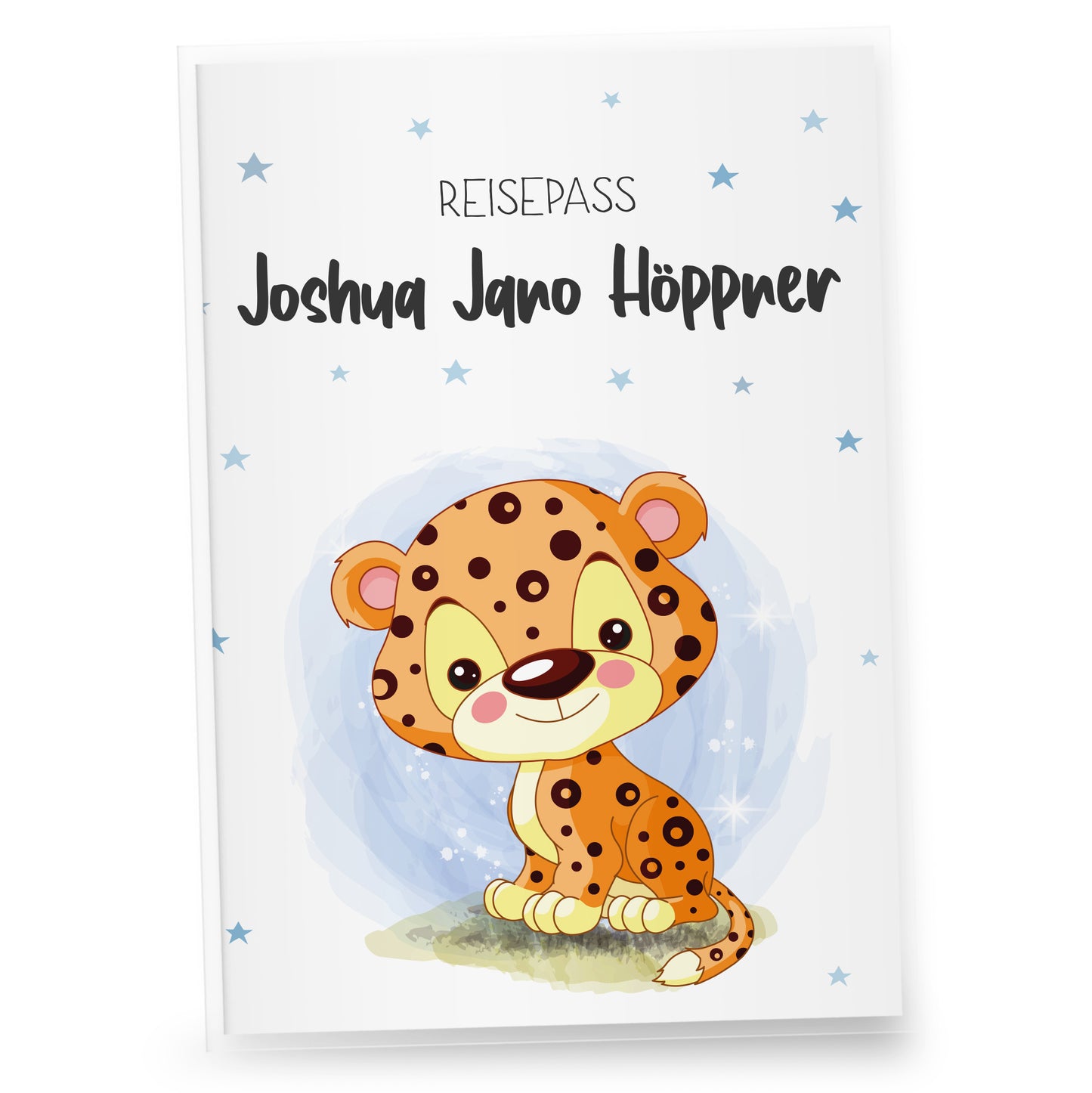 Kinder_Reisepasshülle_mit_Namen_Babytiere_Leopard_Blau