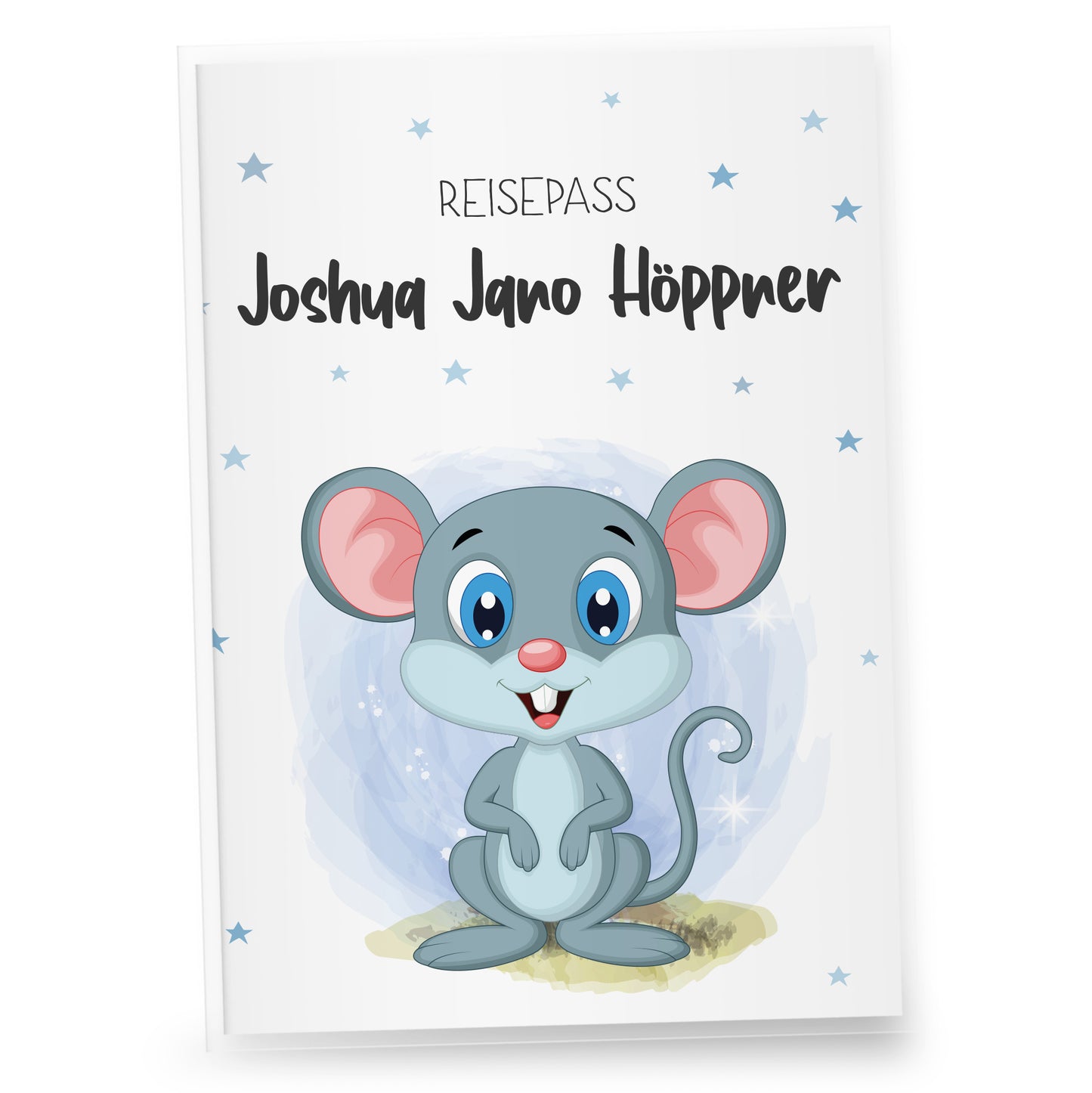Kinder_Reisepasshülle_mit_Namen_Babytiere_Maus_blau