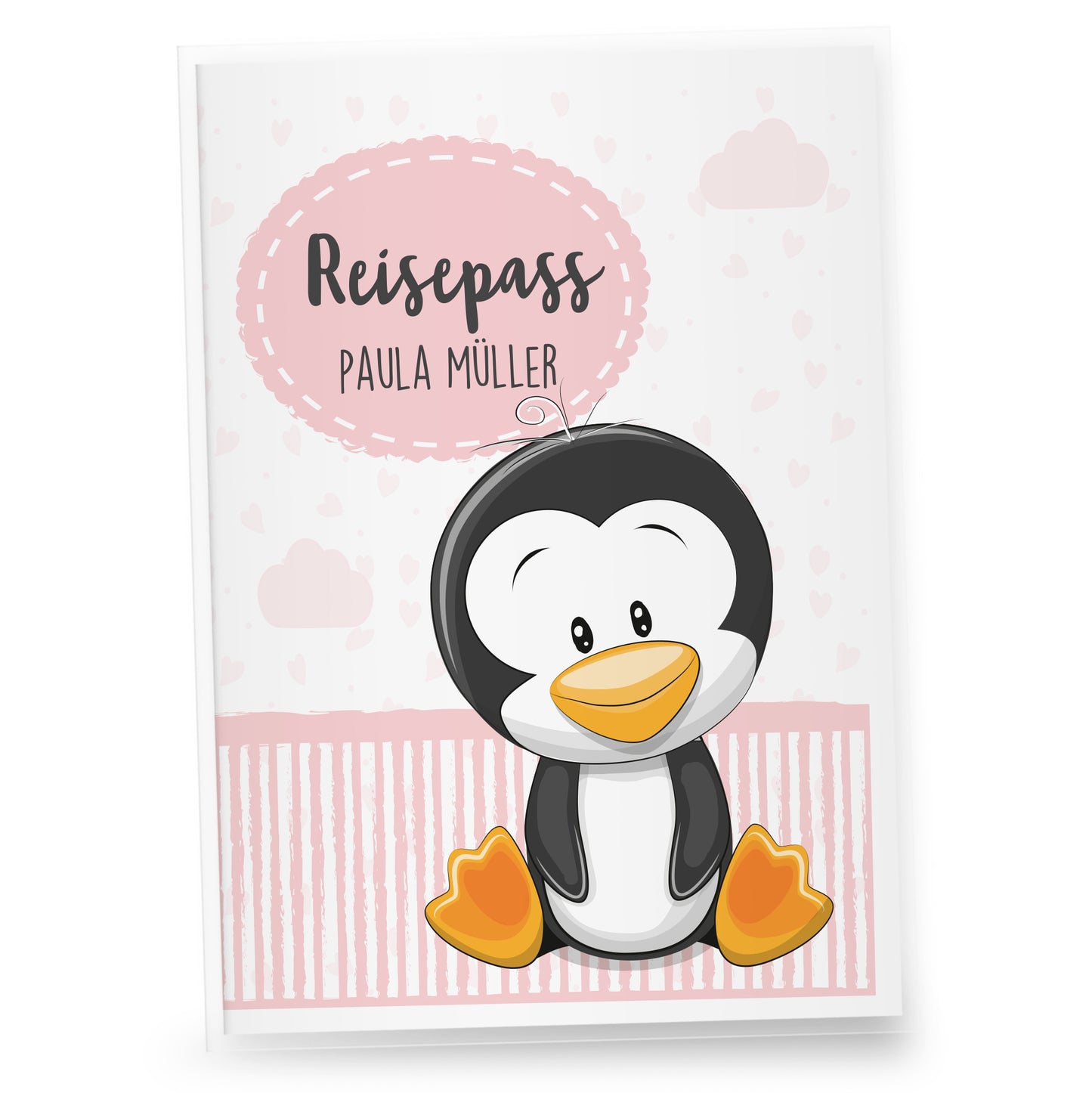 Kinder_Reisepasshülle_mit_Namen_tiere_pinguin_rosa