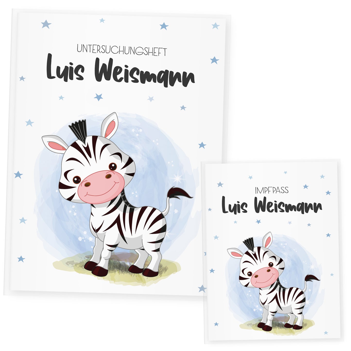 Uhefthülle_Impfpasshülle_babytiere_zebra_blau