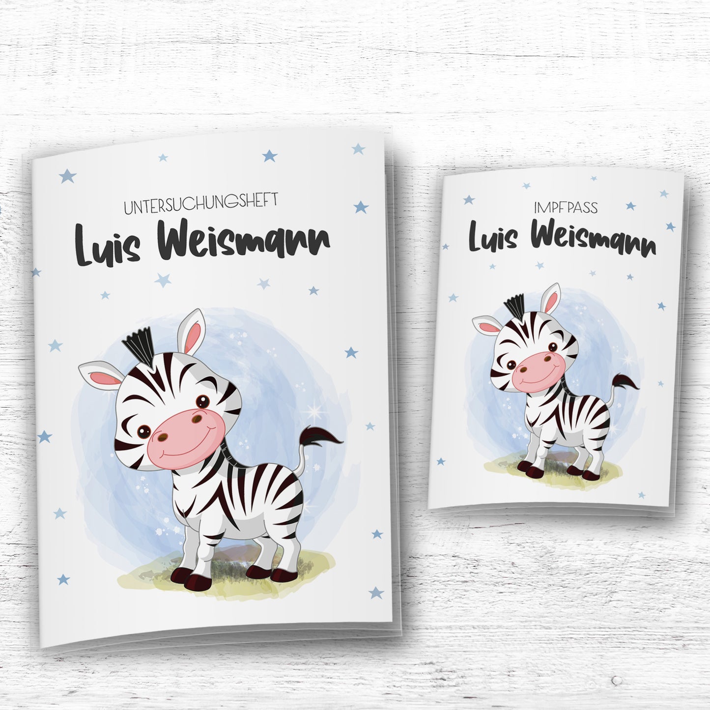 Uhefthülle_Impfpasshülle_babytiere_zebra_blau