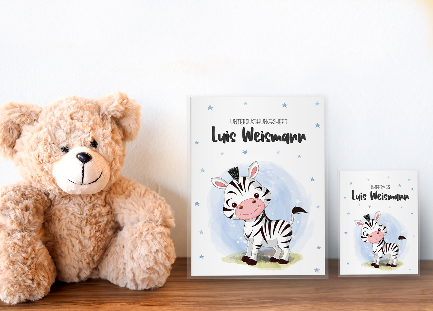 Uhefthülle_Impfpasshülle_babytiere_zebra_blau