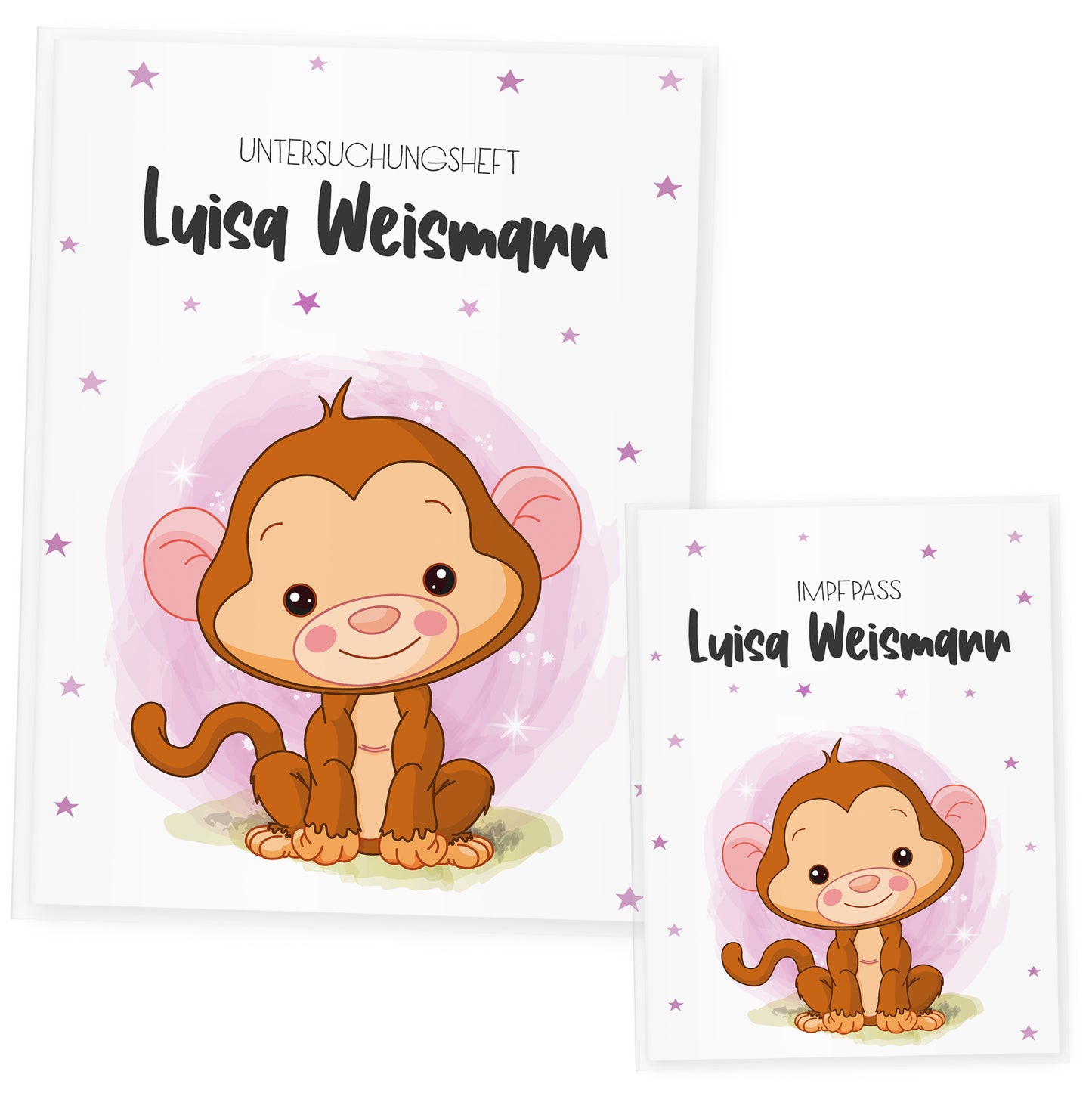 Uhefthülle_und_Impfpasshülle_babytiere_affe_rosa