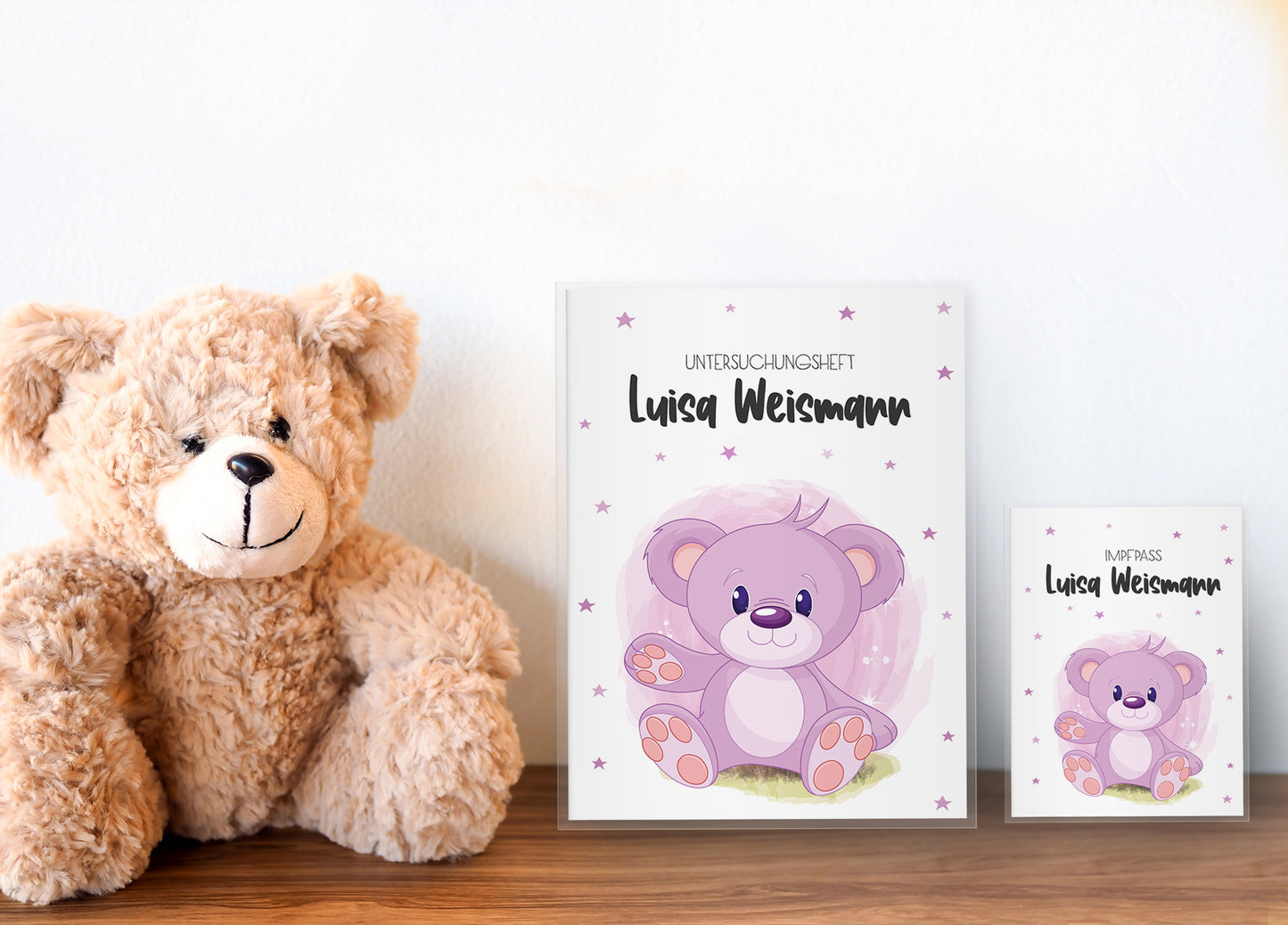 Uhefthülle_Impfpasshülle_babytiere_bär_rosa