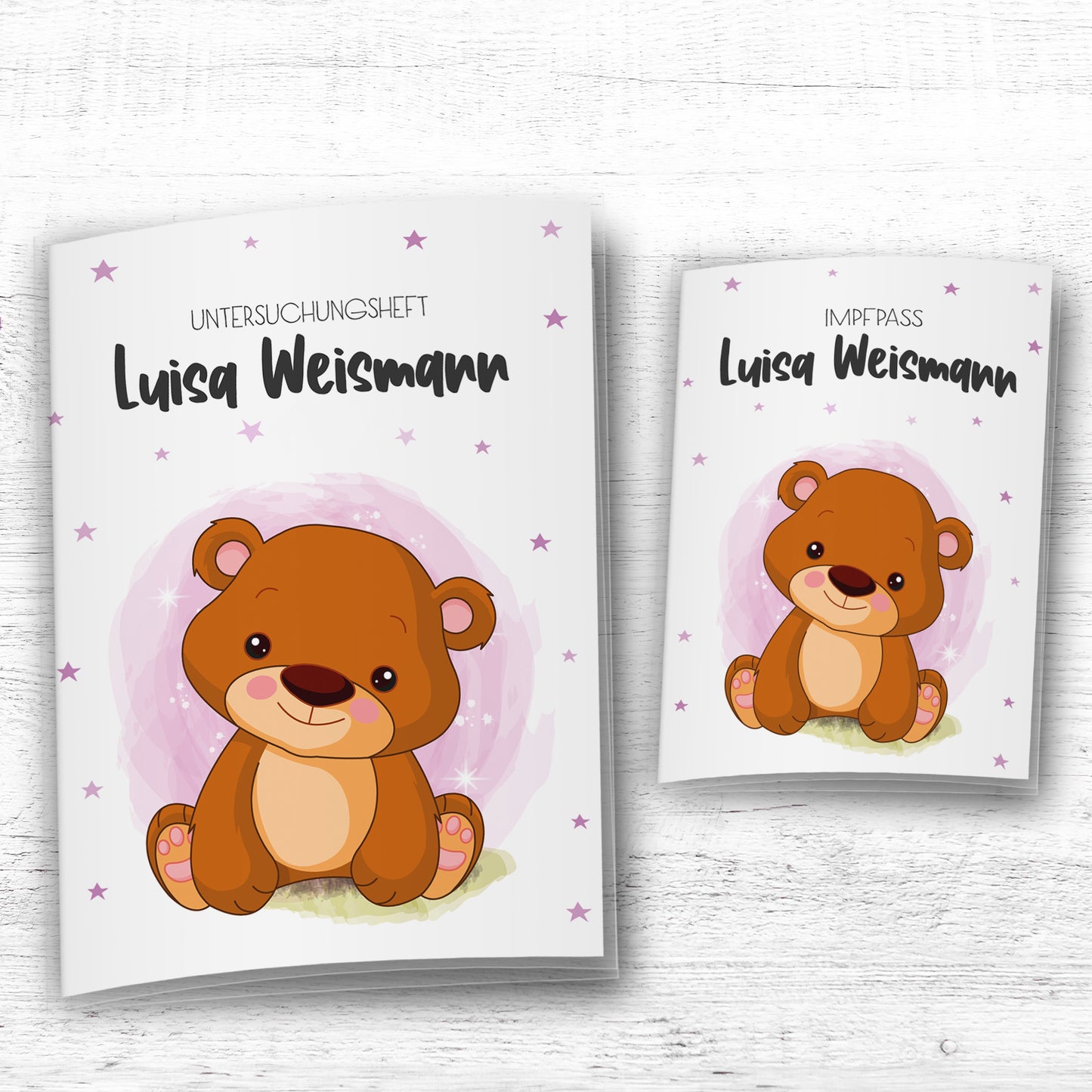 Uhefthülle_Impfpasshülle_babytiere_Bär_rosa