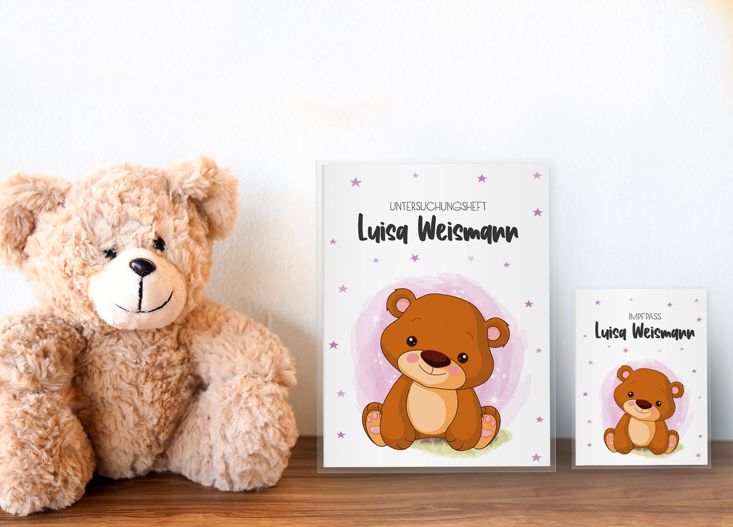 Uhefthülle_Impfpasshülle_babytiere_Bär_rosa