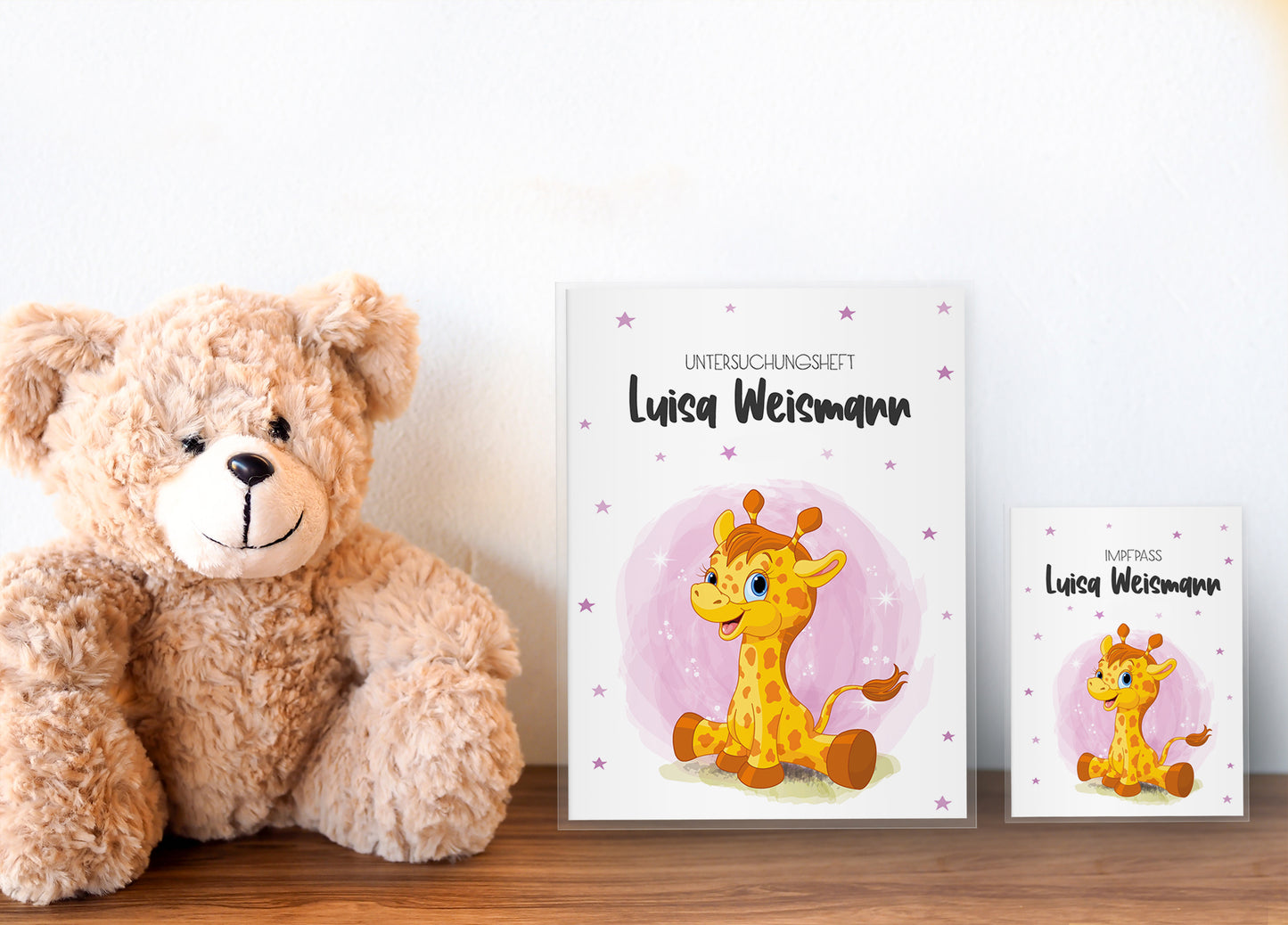 Uhefthülle_Impfpasshülle_babytiere_giraffe_rosa