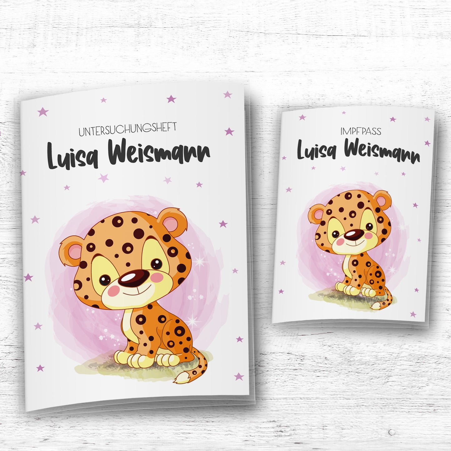 Uhefthülle_Impfpasshülle_babytiere_leopard_rosa