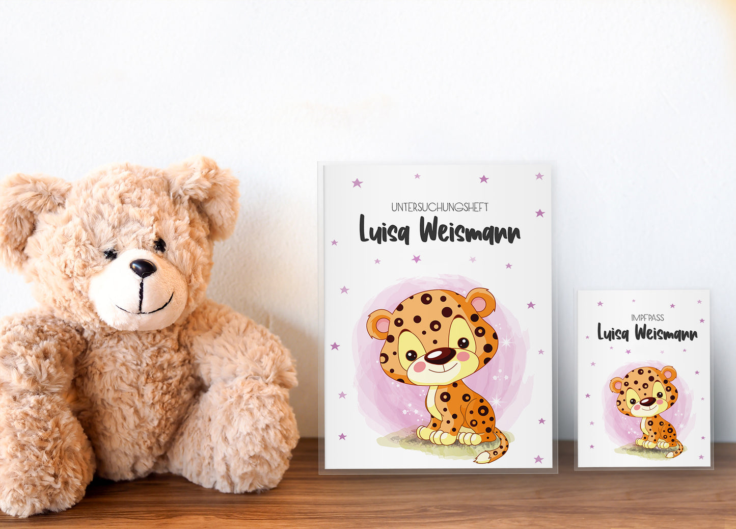 Uhefthülle_Impfpasshülle_babytiere_leopard_rosa