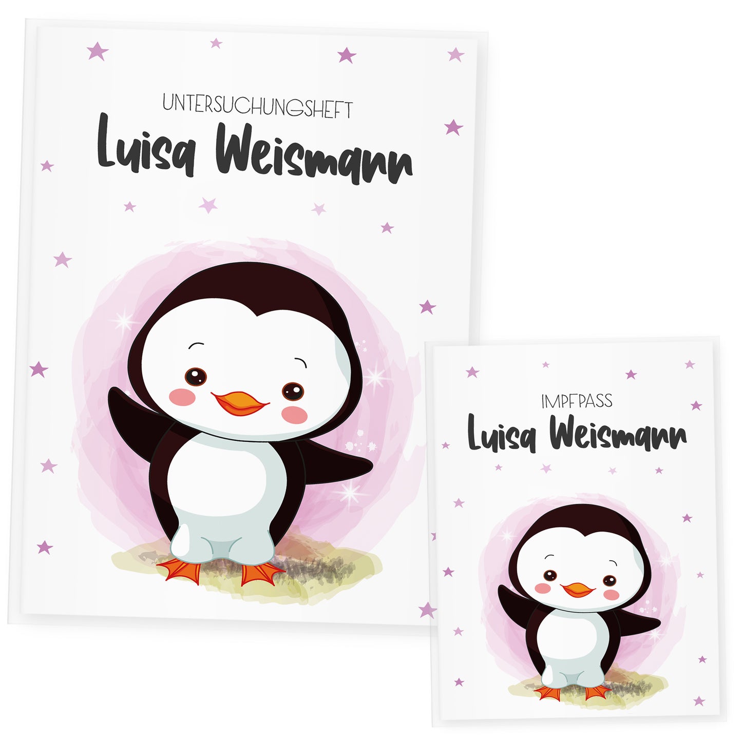 Uhefthülle_Impfpasshülle_babytiere_pinguin_rosa