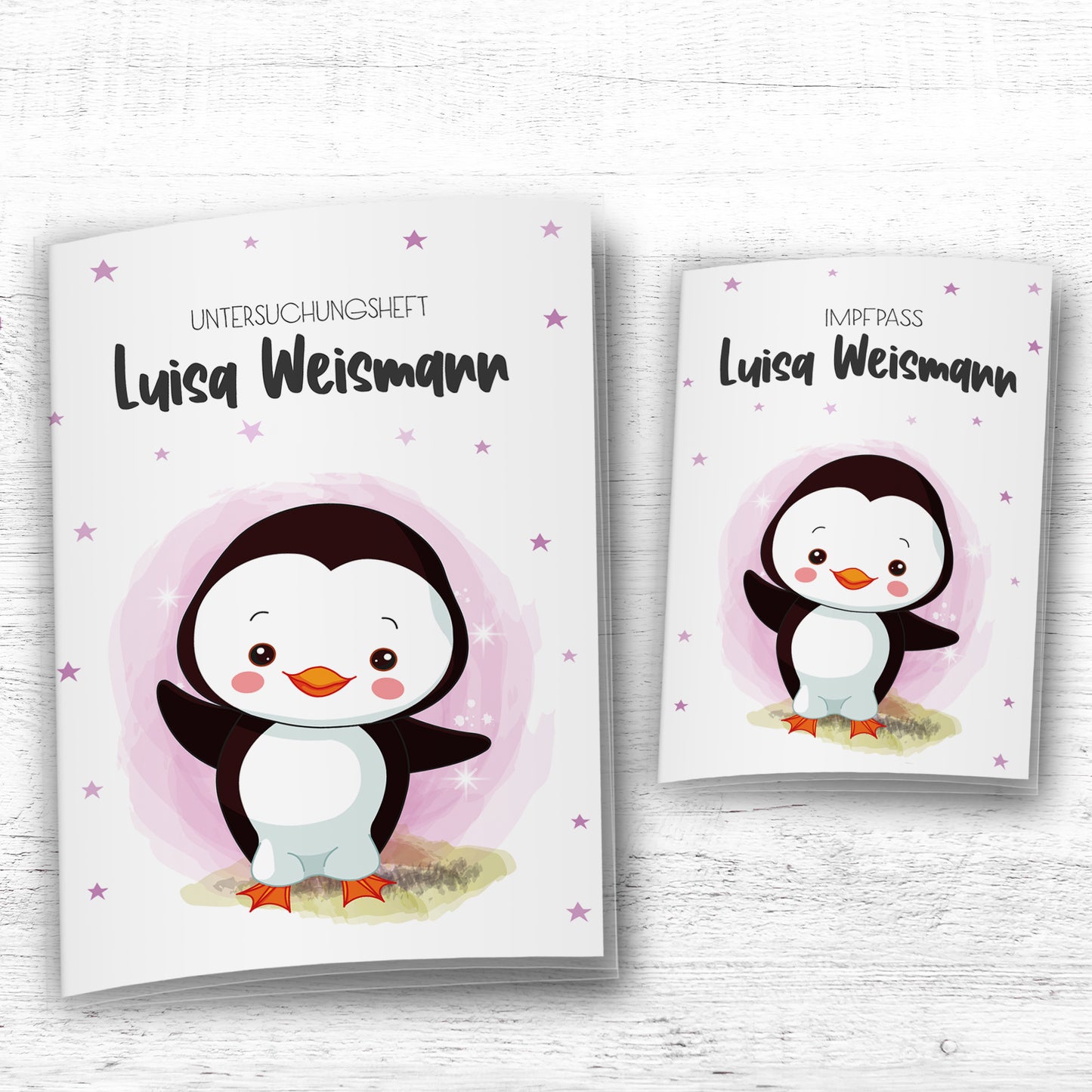 Uhefthülle_Impfpasshülle_babytiere_pinguin_rosa
