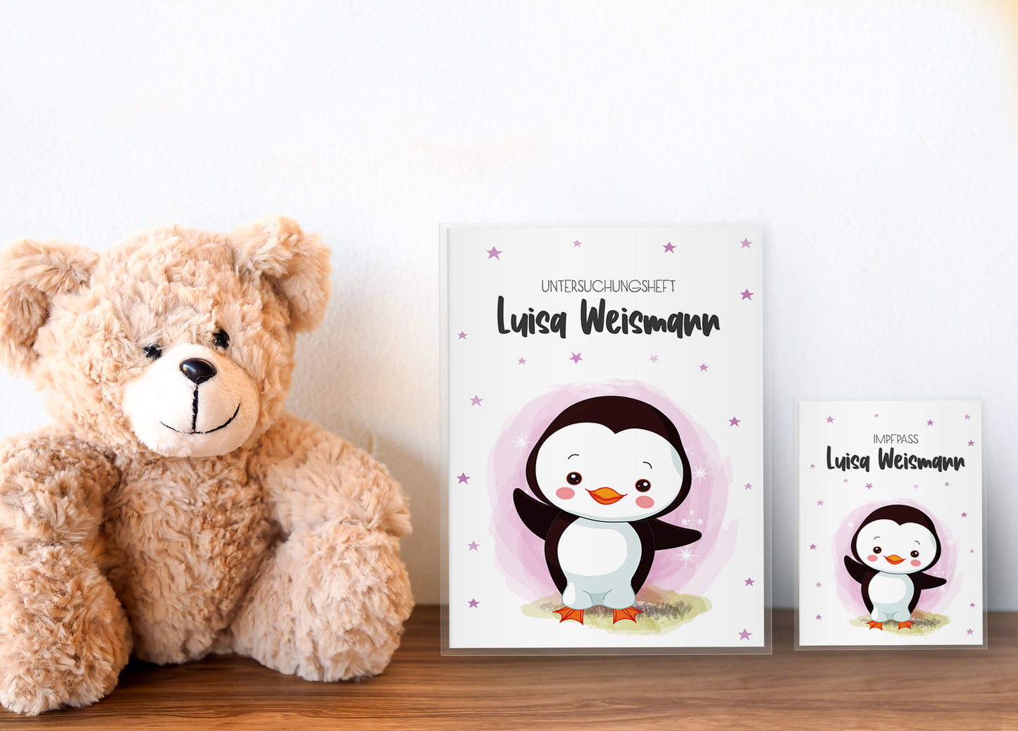 Uhefthülle_Impfpasshülle_babytiere_pinguin_rosa