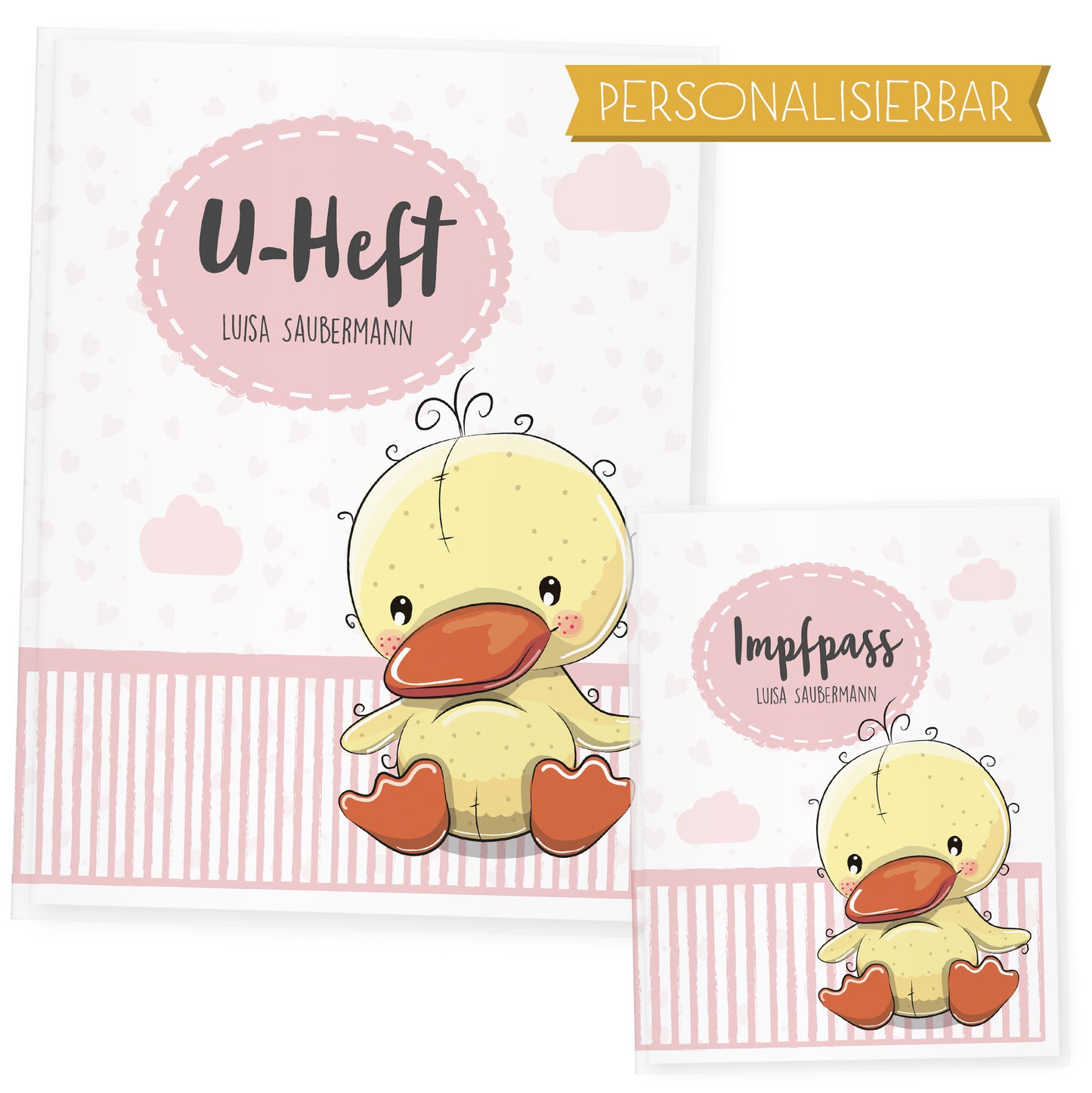 Uhefthülle_und_Impfpasshülle_Tiere_Ente_Rosa
