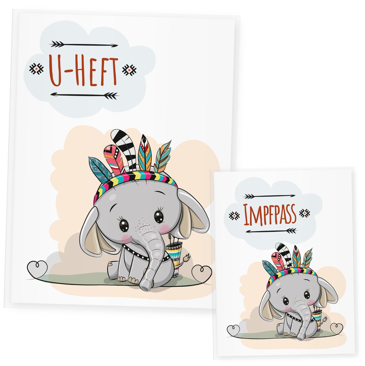 U Heft Hülle & Impfpass Hülle Set Waldtiere "Elefant"