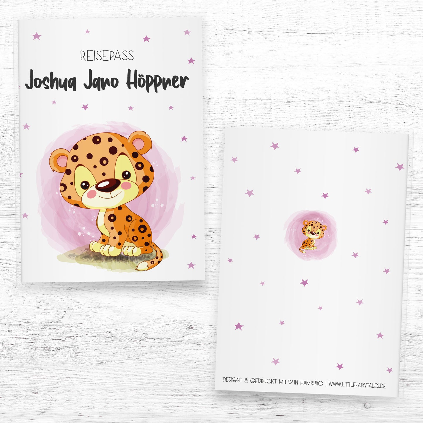 Kinder_Reisepasshülle_mit_Namen_Babytiere_Leopard_Rosa