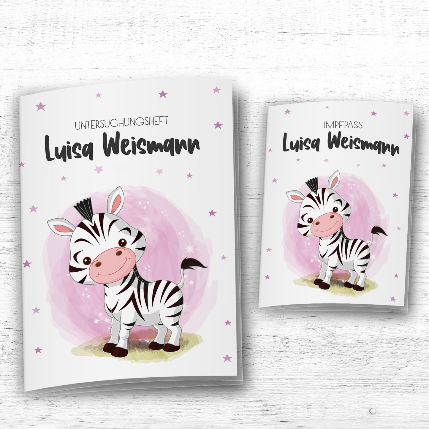 Uhefthülle_Impfpasshülle_babytiere_zebra_rosa