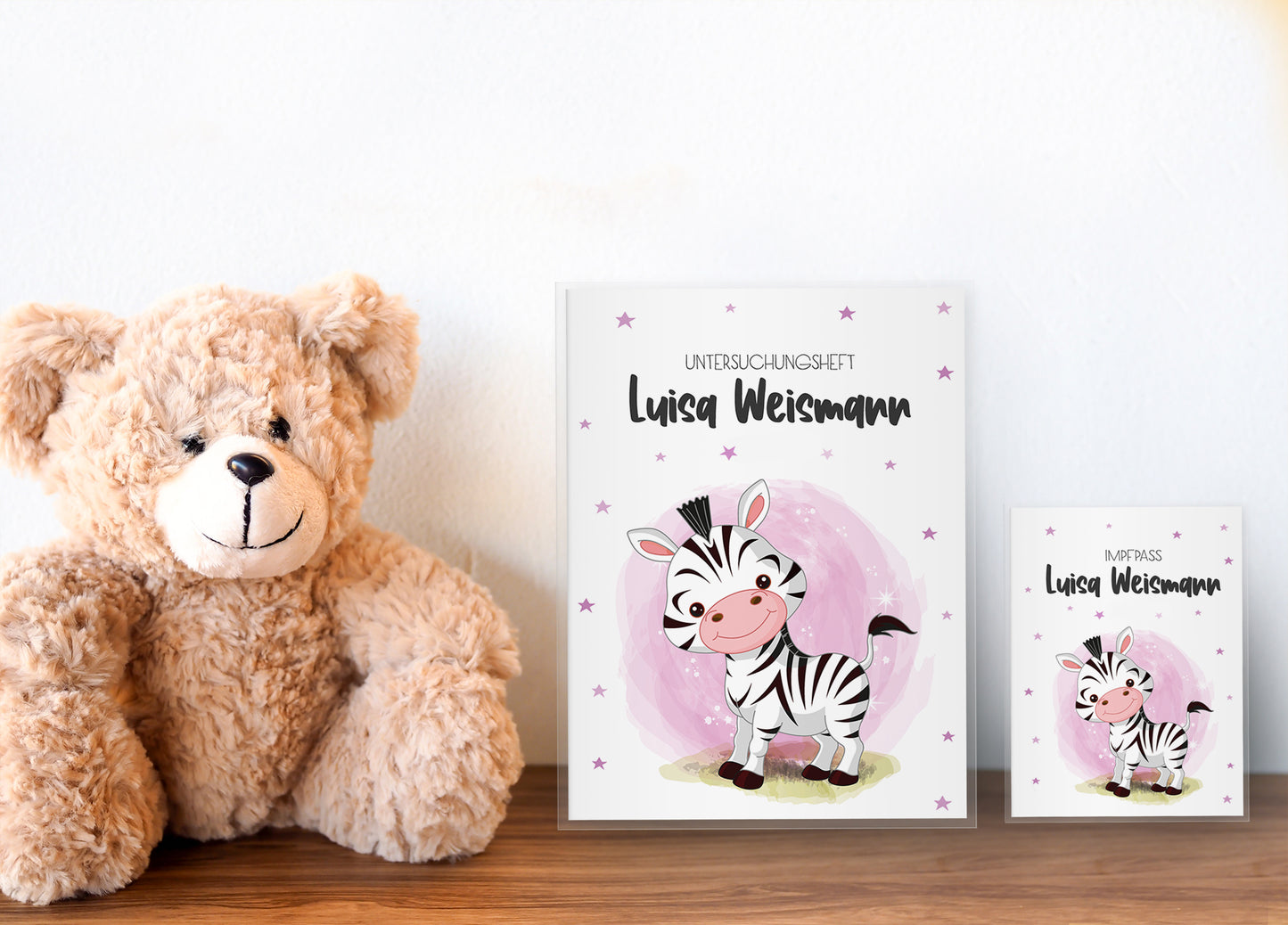 Uhefthülle_Impfpasshülle_babytiere_zebra_rosa