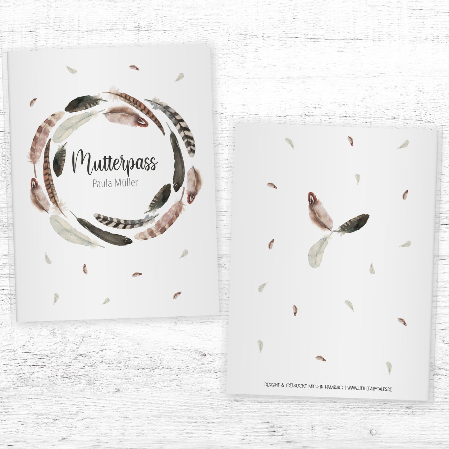 Mutterpasshülle personalisiert, Watercolor Blumen 1 - Little Fairy Tales