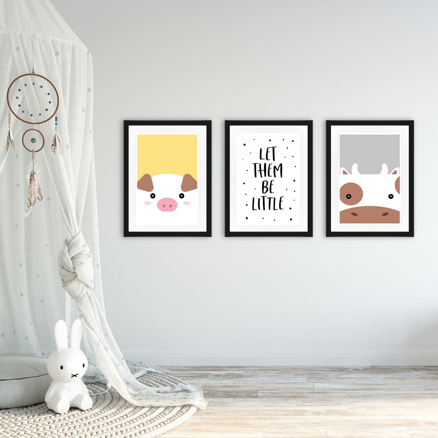 Kinderposter 3er Set, DINA4, "Schwein, Let Them Be Little, Kuh" - Little Fairy Tales