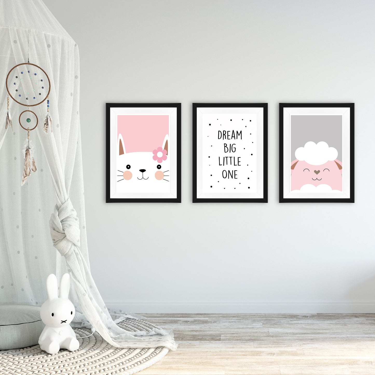 Kinderposter 3er Set, DINA4, "Katze, Dream Big Little One, Schaf" - Little Fairy Tales