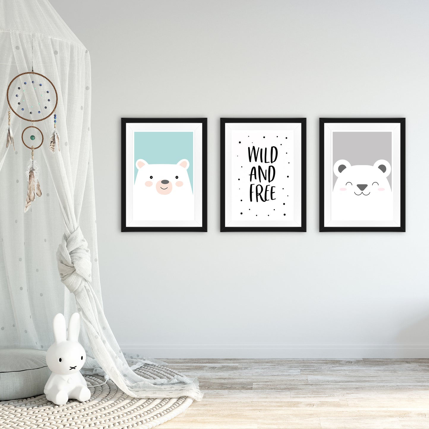 Kinderposter 3er Set, DINA4, "Bär, Wild & Free, Bär" - Little Fairy Tales