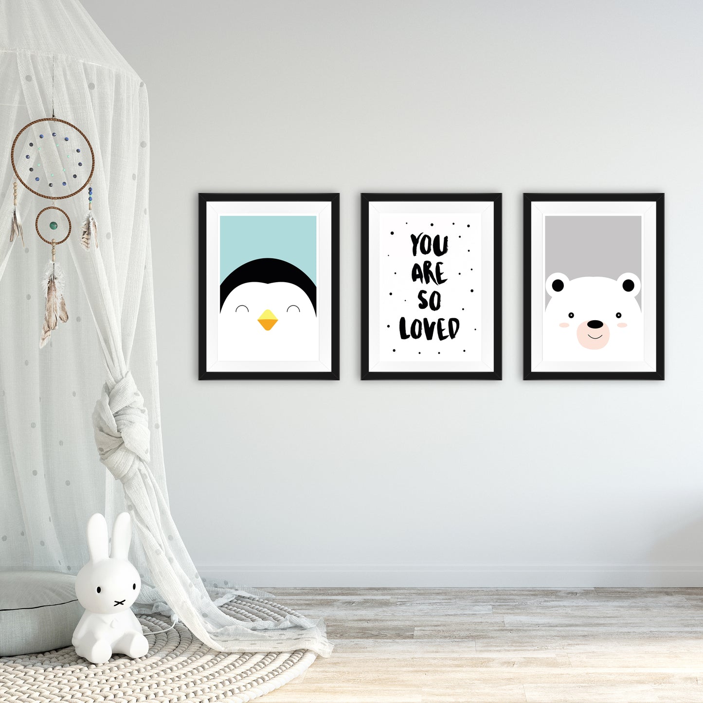 Kinderposter 3er Set, DINA4, "Pinguin, You're so Loved, Bär" - Little Fairy Tales