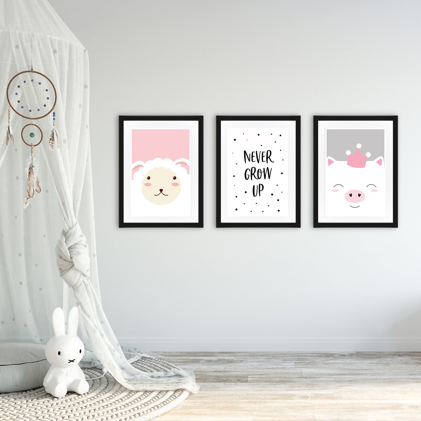 Kinderposter 3er Set, DINA4, "Lamm, Never Grow Up, Schwein" - Little Fairy Tales