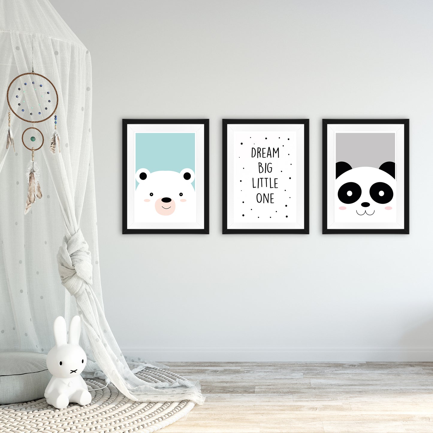 Kinderposter 3er Set, DINA4, "Bär, Dream Big Little One, Pandabär" - Little Fairy Tales