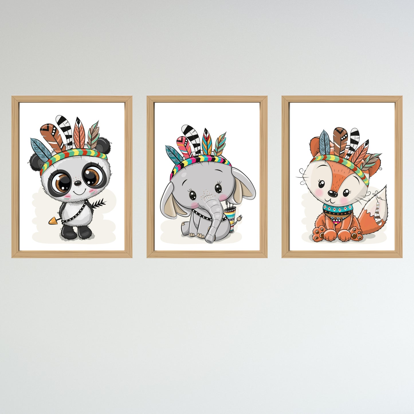 Kinderposter 3er Set, Waldtiere (Panda, Elefant, Fuchs), DINA4 - Little Fairy Tales