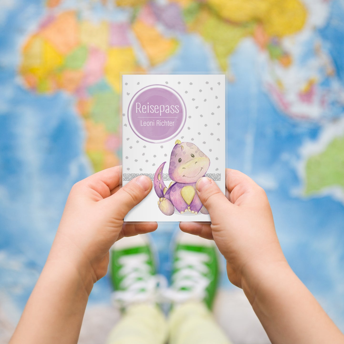 Kinderreisepasshülle mit Namen "Dino 1"