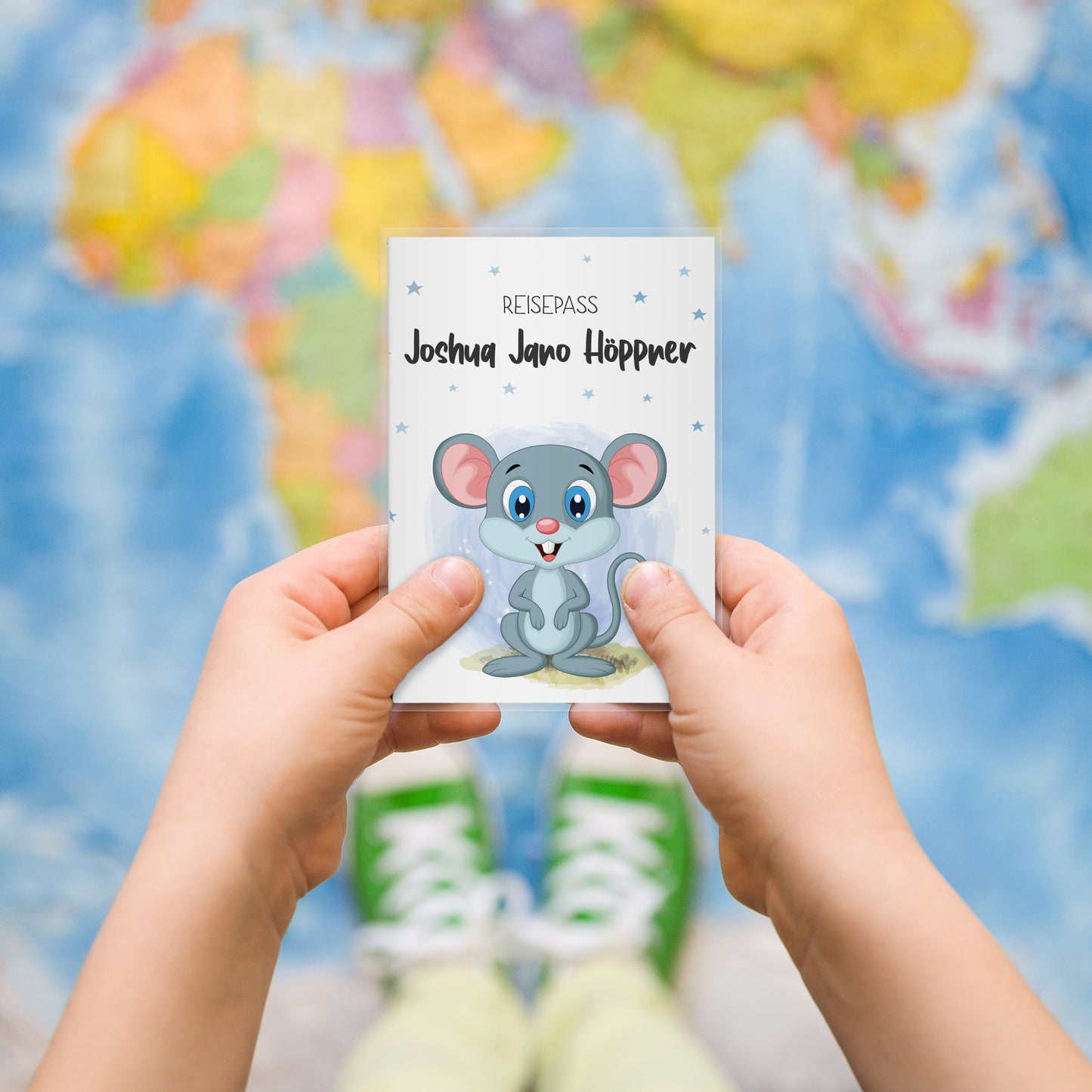 Kinder_Reisepasshülle_mit_Namen_Babytiere_Maus_blau
