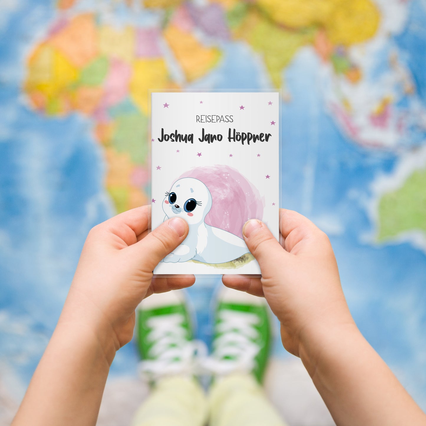 Kinder_Reisepasshülle_mit_Namen_Babytiere_Robbe_rosa