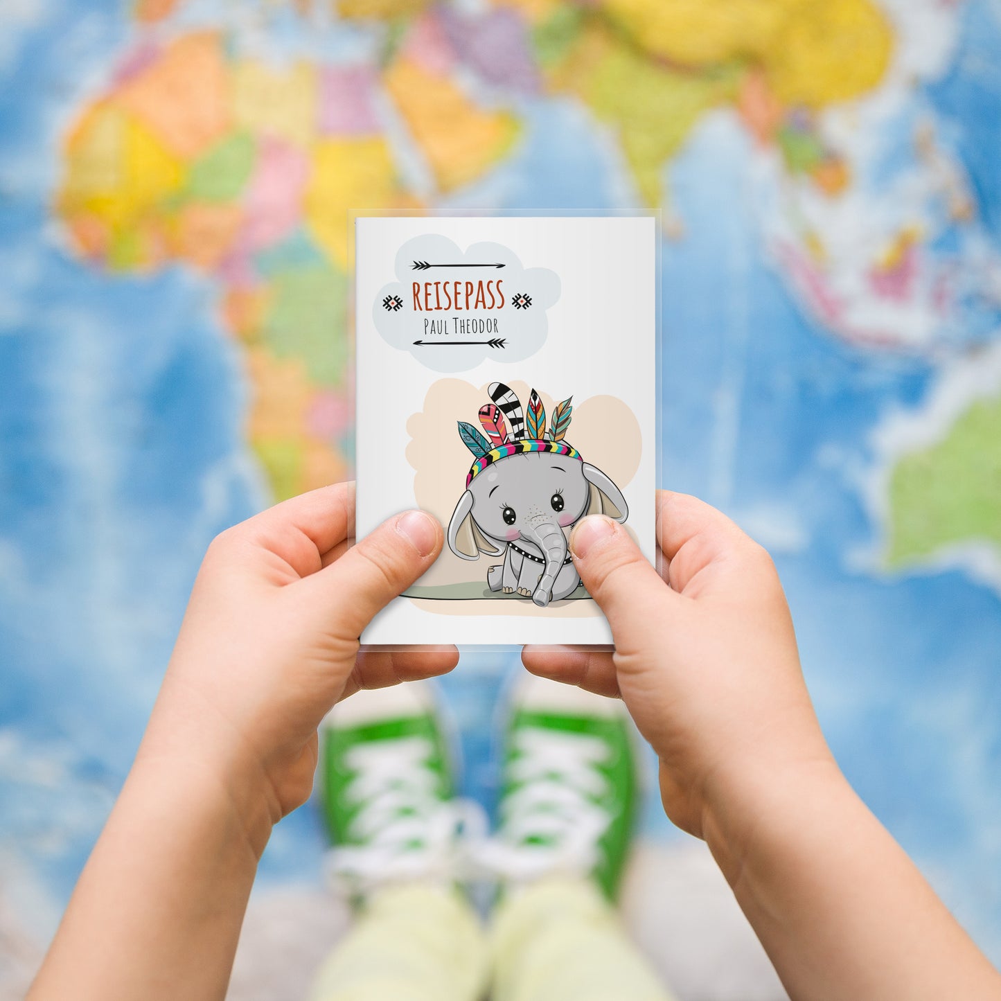 Kinderreisepasshülle mit Namen "Waldtiere", Elefant