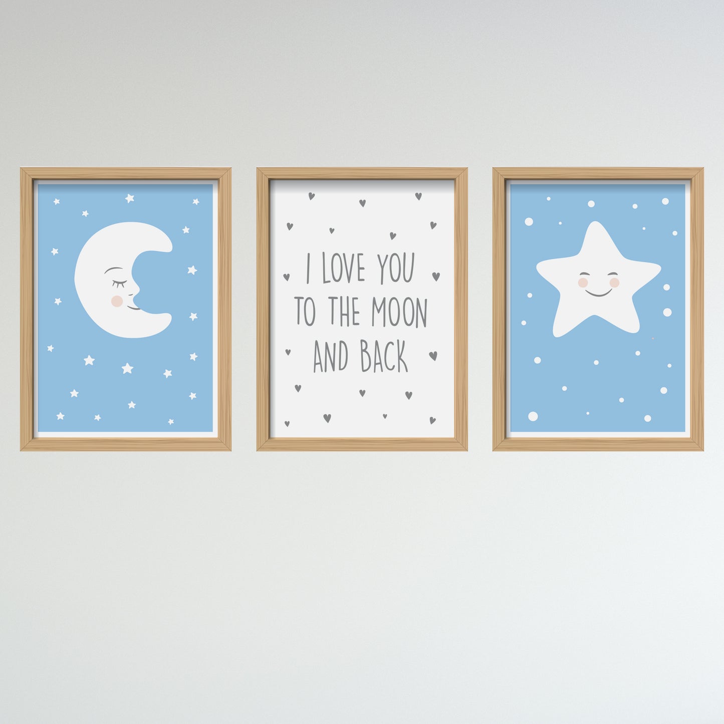 Kinderposter 3er Set, Mond, I Love you to the Moon and Back, Stern - Little Fairy Tales