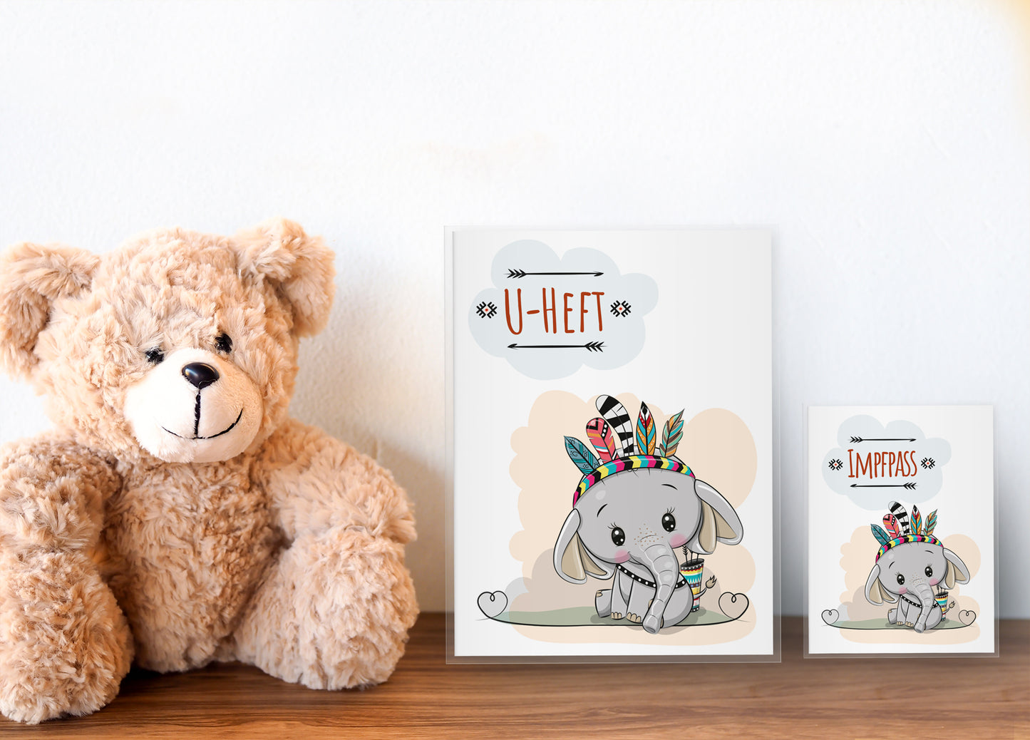 U Heft Hülle & Impfpass Hülle Set Waldtiere "Elefant"