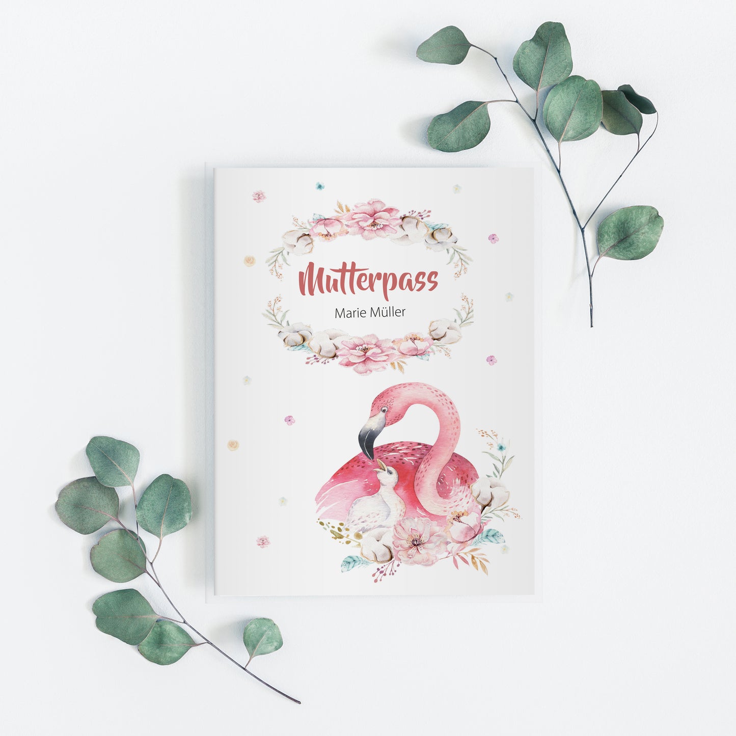 Mutterpasshülle personalisiert, Niedliche Tiere "Flamingo" - Little Fairy Tales