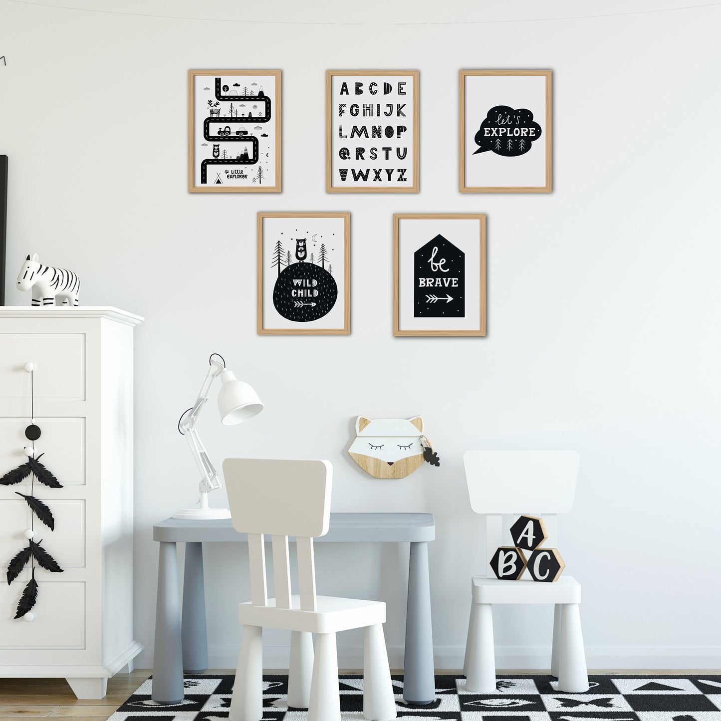 kinderzimmer_poster_schwarz_weiß_5er_set_DinA4
