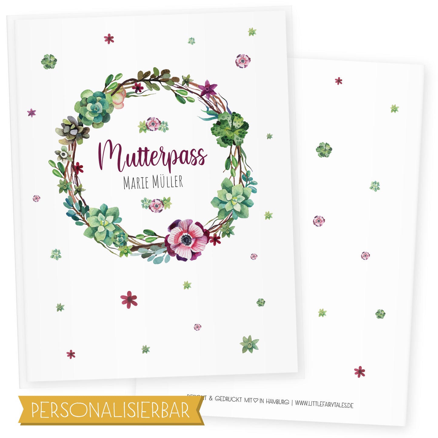 Mutterpasshülle personalisiert, Spring Flowers 1 - Little Fairy Tales