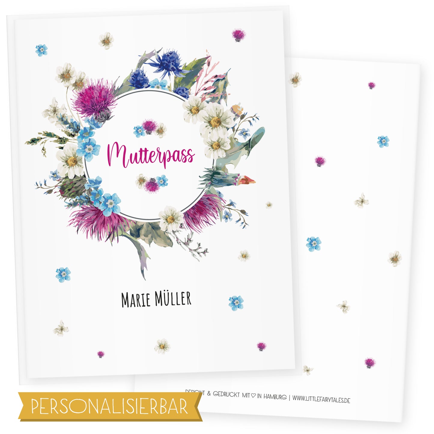 Mutterpasshülle personalisiert, Spring Flowers 2 - Little Fairy Tales