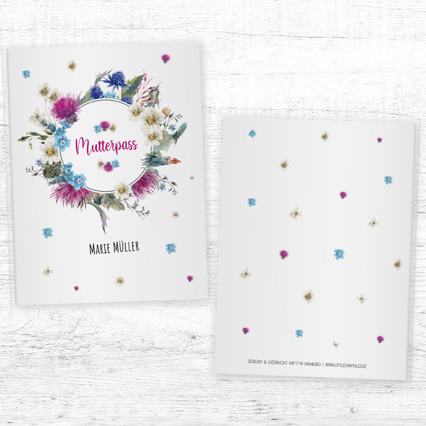 Mutterpasshülle personalisiert, Spring Flowers 2 - Little Fairy Tales