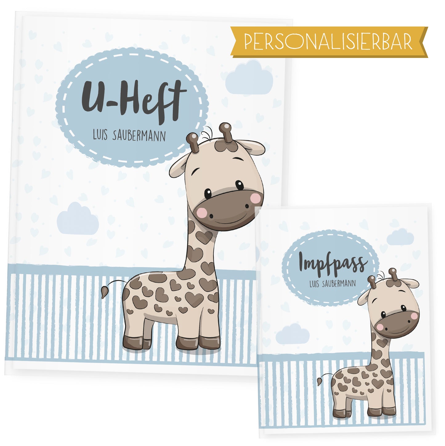 Uhefthülle_Impfpasshülle_Tiere_Giraffe_blau