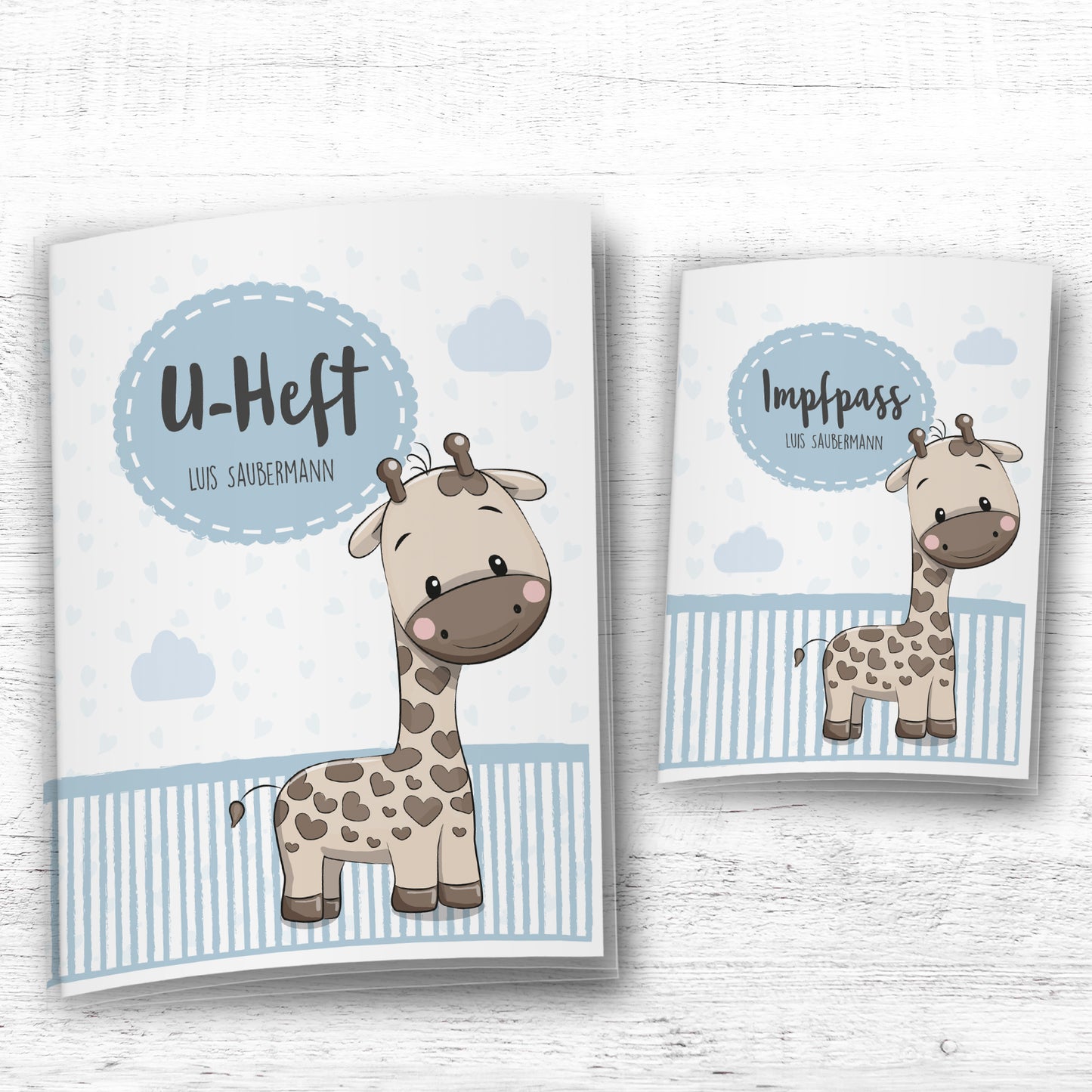 Uhefthülle_Impfpasshülle_Tiere_Giraffe_blau