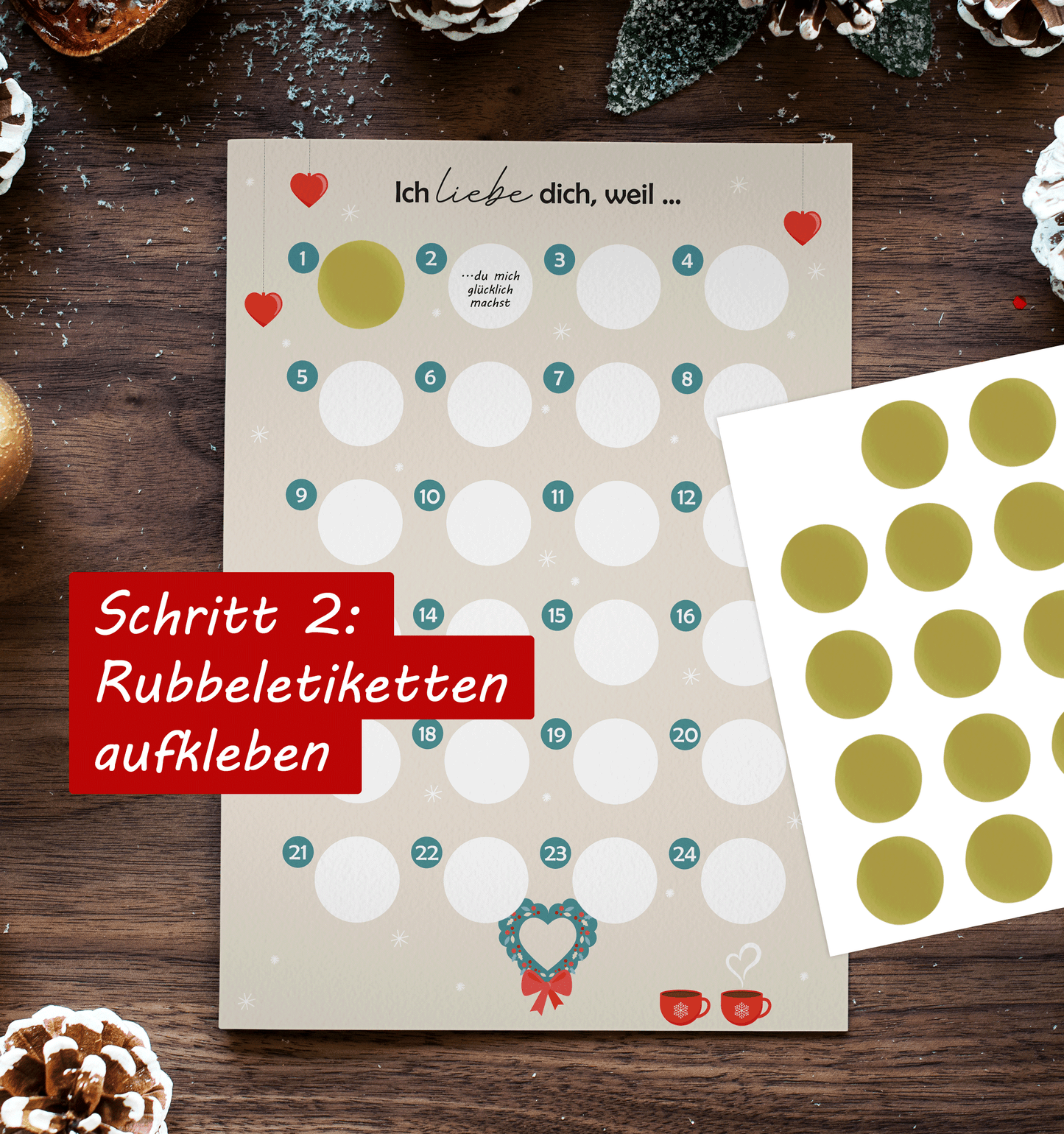 Adventskalender zum rubbeln und selbst schreiben "Ich liebe dich weil…" Rubbeladventskalender für Freundin, Freund & Paare - Rubbelkalender